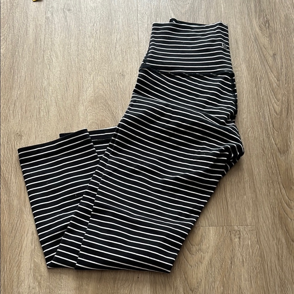 lulu Black and White Striped Leggings